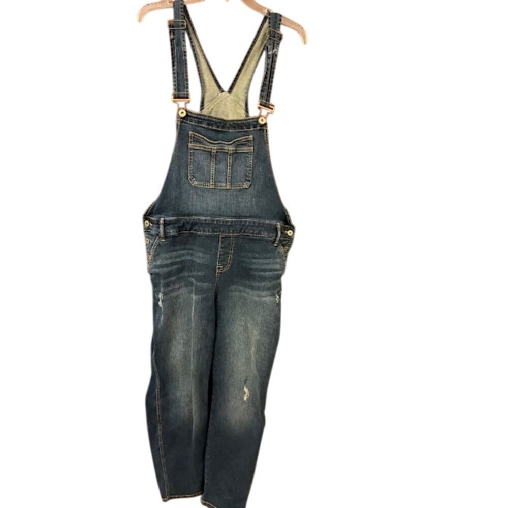 Torrid Women Overall Jeans 18 Blue Denim Crop 25" Inseam Lightly disstressed - Picture 2 of 10